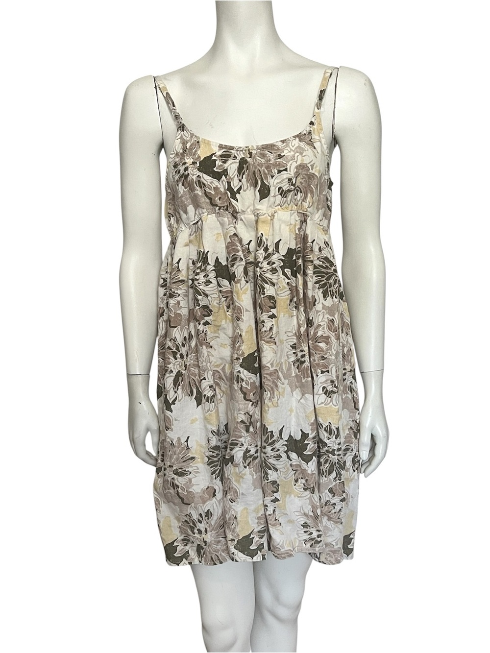 OLD NAVY Floral Spaghetti Strap Babydoll Dress in Neutral Tones Size Medium